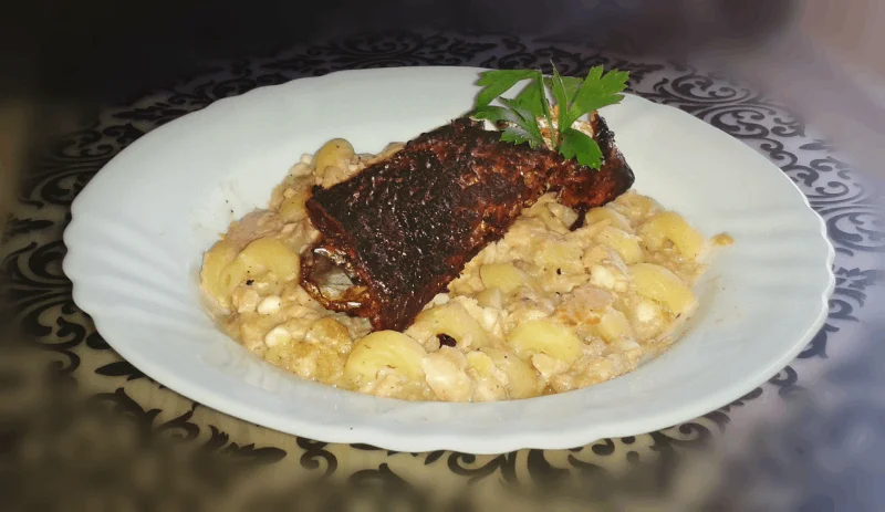 Salmon and Lentils Cavatappi